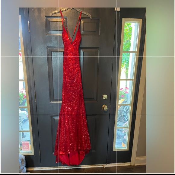 Formal Red Sequins Long Dress.  Absolutely Stunning on!!!! - Picture 4 of 6